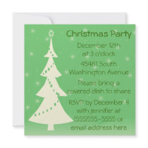 Green Tree Snowing Invitation