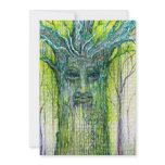 Green Tree Spirit Drawing Personalized Invitations