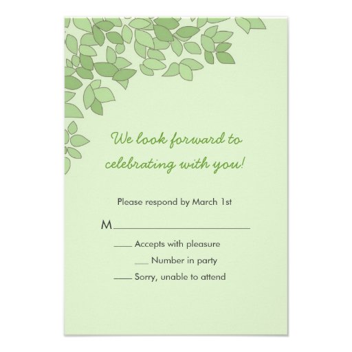 Green Tree Wedding Response Card