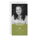 Green trees elegant Christmas holiday greeting photocard