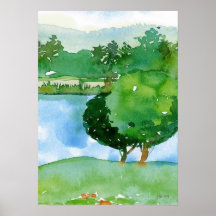 green trees landscape print