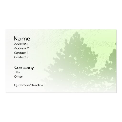 Green Trees Light Profile Card Business Card Templates (front side)