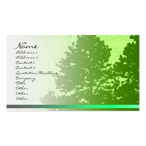 Green Trees Profile Card Business Card Templates (front side)