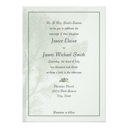 Green Trees Wedding Invitations