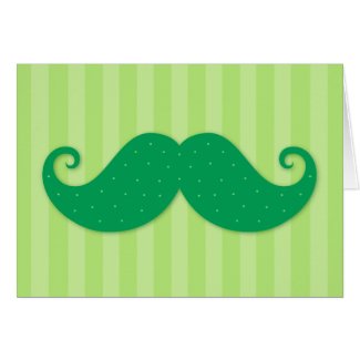 Green trendy hipster mustache greeting card