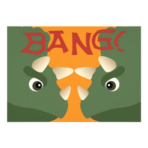 Green Triceratops Dinosaur Third Birthday Personalized Announcement