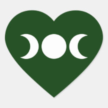 Green Triple Goddess Heart Sticker