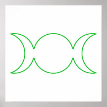 Green Triple Goddess Outline Posters