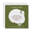 Green turkey square Thanksgiving invitation card invitation