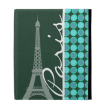 Green & Turquoise Eiffel Tower iPad Case