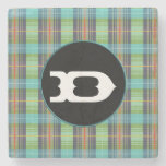 Green Turquoise Organge Plaids Stone Beverage Coaster