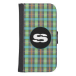 Green Turquoise Organge Plaids Galaxy S4 Wallet Cases