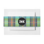 Green Turquoise Organge Plaids Invitation Belly Band