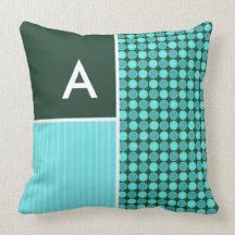 Green & Turquoise Polka Dots Throw Pillows