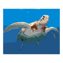 Green Turtle Woodcut posters by thesloth Green Turtle Woodcut posters