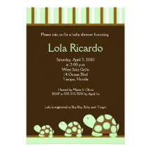 Green Turtles Striped Baby Shower invite 5 x 7