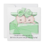 Green TWINS Baby Shower Invitation or Announcement
