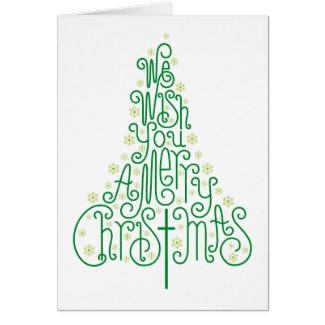 Green typographic Christmas tree Cards