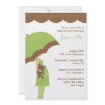 Green Umbrella Baby Shower Invitation