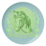 Green Unicorn Plate