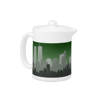 Green Urban City Sprawl Grunge teapot teapots