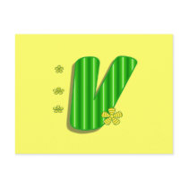 Green V Monogram postcards
