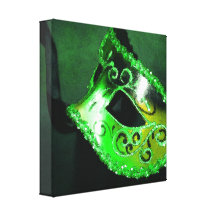 Green Venetian Masquerade Mask Canvas Print