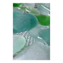 Green Vibrations Green Sea Glass Custom Stationery