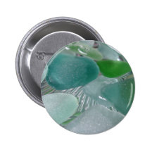 Green Vibrations Green Sea Glass Pinback Buttons