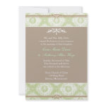 Green Victoria Damask Wedding Invitation
