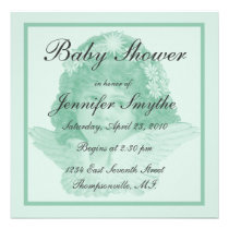 Green Victorian Angel Baby Shower Invitation invitations