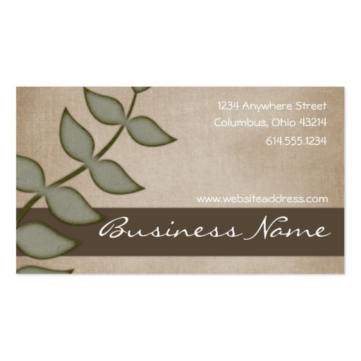 Green Vine on Brown Nature Business Cards (front side)