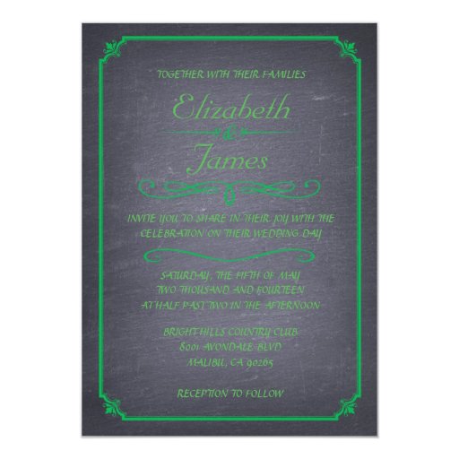 Green Vintage Chalkboard Wedding Invitations Zazzle