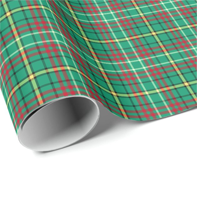 Green Vintage Christmas Plaid Gift Wrap