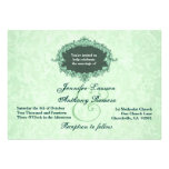 GREEN Vintage Frame and Damask Wedding Template Invitation
