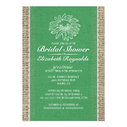 Green Vintage Lace Bridal Shower Invitations