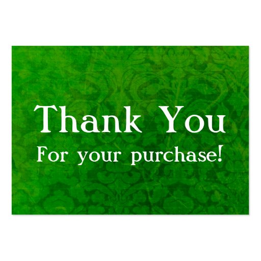 Green Vintage Thank You For your Purchase Cards Large Business Cards (Pack Of 100) | Zazzle