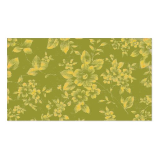 Green Vintage Yellow Floral Business Card Template (back side)