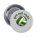 Green Volleyball Pinback Buttons