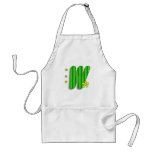 Green W monogram aprons
