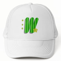 Green W monogram hats