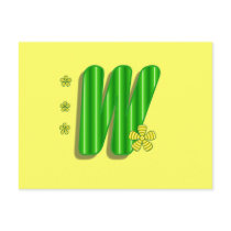 Green W monogram postcards