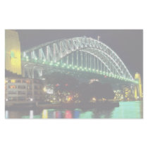 Green water, Harbor Bridge at night, Sydney, Austr Custom Stationery
