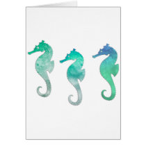 Green Watercolor Seahorses Card