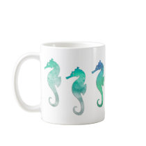 Green Watercolor Seahorses Mug