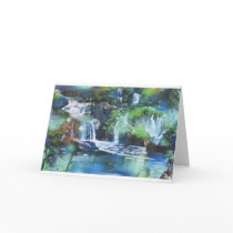 Green Waterfalls Greeting Card