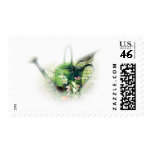 green watering can with bird postage