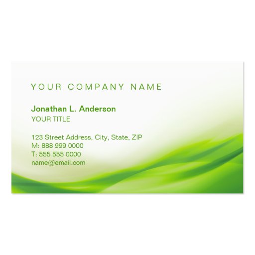 Green Wave business card (front side)