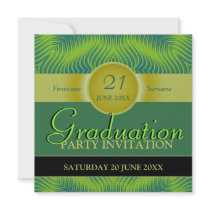 Green Waves of Prosperity Graduation Party Custom Announcement