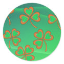 GREEN WAVES & SHAMROCKS by SHARON SHARPE stickers by sharonsharpe GREEN WAVES & SHAMROCKS by SHARON SHARPE stickers
